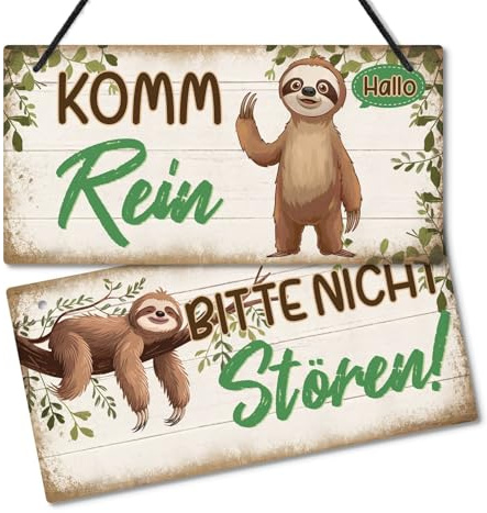 Putuo Decor Türschild Bitte Nicht stören/Komm rein – Beidseitiges PVC Türschild mit Faultier-Motiv für Kinderzimmer Büro Schlafzimmer