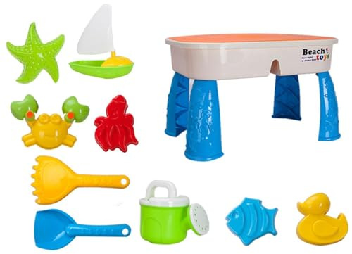harayaa Sand Und Wassertisch für Kinder, Sensorischer Spieltisch, Fördert Die Kreativität, Tragbarer Spaß mit Zubehör, Strandspielzeug für Den Garten
