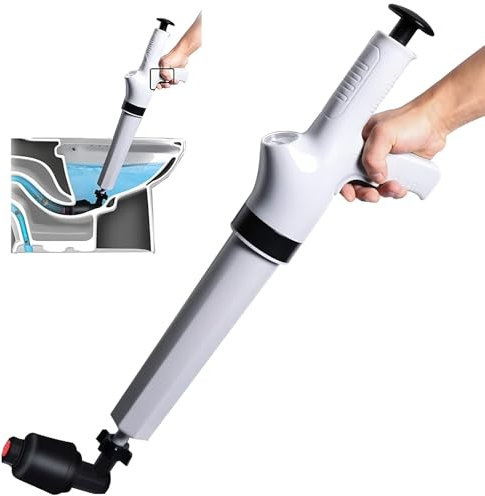 ACLFF Pompa Stura Scarichi a Pressione, Sturalavandino ad Aria Compressa con Barometro, con 4 Testine Sostituibili, per Sbloccare WC, Lavandino, Vasca da Bagno, Floo