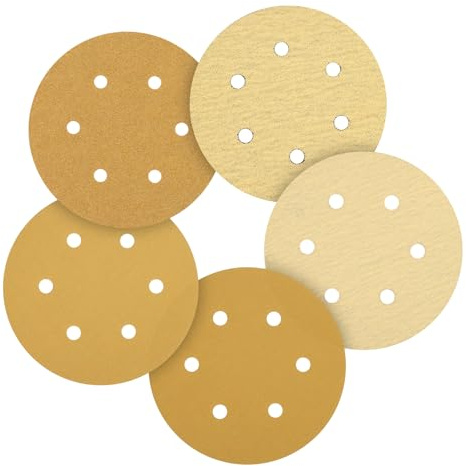 CoCud 100 Pcs 150mm 6 Inch Sanding Disc 60/80/120/150/220 Grit 6 Hole Round Hook and Loop Sandpaper for Random Orbital Sander Automotive Car
