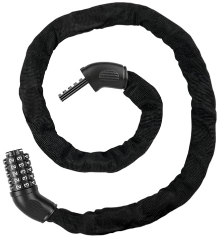 Ainiv Chaîne Antivol Vélo 100 CM, Chaîne Cadenas Vélo, Chaîne Antivol Haute Sécurité, Combinaison Réinitialisable à 5 Chiffres, pour Vélo, Moto, Scooter, Clôture, Portail, Noir