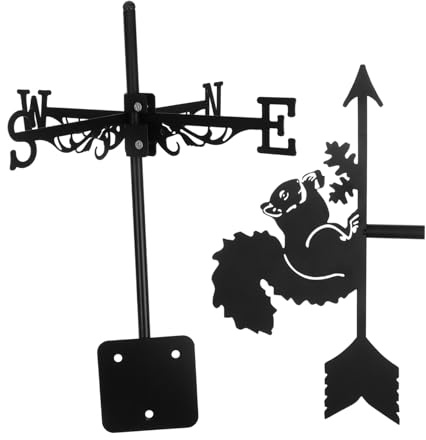 JOINPAYA Girouette Métallique Écureuil Indicateur de Direction du Vent Ornement Décoratif de Jardin pour Toitures et Espaces Extérieurs