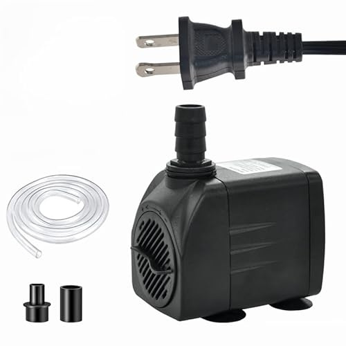 Mini Tauchwasserpumpe – Kleine Springbrunnenpumpe mit 1 m Schlauch und Saugnapf, Multi-Flow für Aquarium, Hydrokultur, Wassertisch, Teiche (200 GPH + 1 m Rohr/AYS-386)