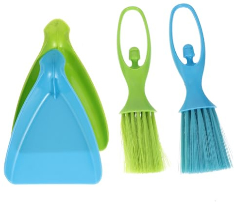 UPKOCH Mini Brooms and Dustpans Set, Pet Cleaning Tools for Hamster Cage and Small Animal Waste, Compact 4pcs Kit for Rabbit, Chinchilla, and Wood Shavings Cleanup, Random Color