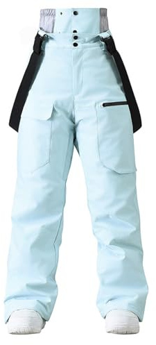 WOWULOVELY Women Men Ski Pants Snowboard Pants Insulated Winter Warm Outdoor Waterproof Baggy Loose Snow Sport Insulation(Blue-M)