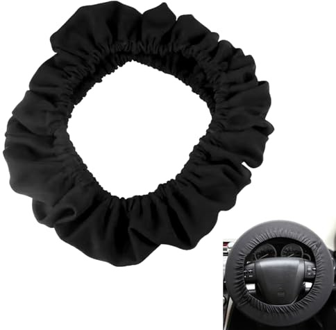 Car Steering Wheel Covers Universal - Soft Stretch Fit Steering Wheel Protector, Dustproof Anti-Slip Cover for Most Cars, SUV, Truck (Black)
