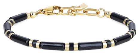 COAI Herrarmband i svart sten och naturstenar, stenpärlor armband för män, 19+3cm, Sten, Onyx
