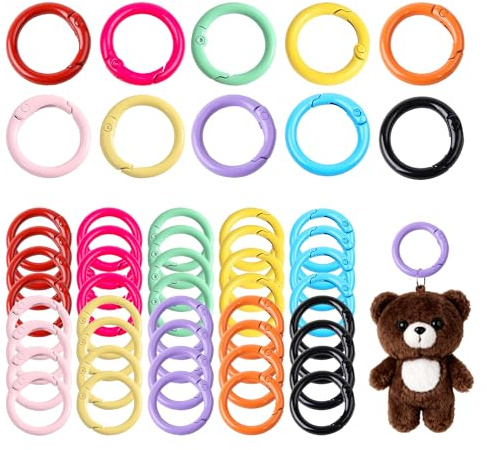 50Pcs Binder Rings, Flashcard Rings 25 mm/1 inch Metal Binding Rings Colourful Loose Leaf Metal Binder Rings 25mm Index Card Ring Binder Clips Key Chains for School Office Home Photo Flash Card