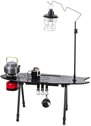 Tavolo Portatile - Tavolo Pieghevole in Legno ad Altezza Regolabile - Tavoli da Campeggio Leggeri e Ripiegabili - Per Picnic Escursionismo BBQ Spiaggia Viaggio Tailgating Interno Esterno Cortile Giard