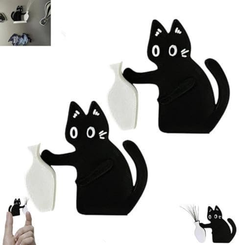2 Stück Katzen Schnurrhaare Aufbewahren Magnet, Mini Acryl Katzenbart Vasen Magnete Kühlschrank, Katzenfellhalter, Niedliche Kätzchen Drückvase Deko, Kühlschrank Ornament Für Katzenliebhaber