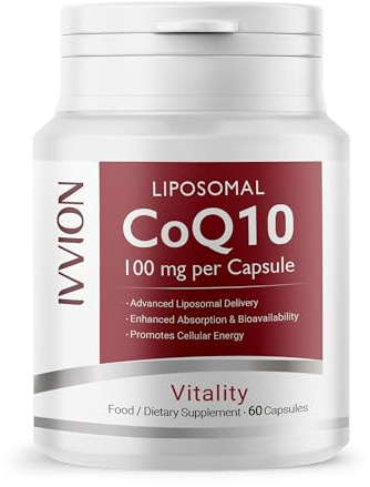 IVVION Liposomal CoQ10 100mg – Advanced Liposomal Delivery for Enhanced Absorption, Supports Cellular Energy & Heart Health, Vegan Non-GMO Coenzyme Q10, 60 Capsules (1 Per Day)