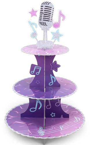 ZGDYi 3 Niveles Kpop Soporte para Tartas de Cartón, Musical Tema de Cupcakes, Porta Tartas Soporte, Cake Stand para Cumpleaños, demon Cartoon Party Decorations, Pastelería y Porta Cupcakes, para mesa