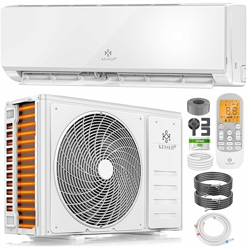 KESSER® Klimaanlage Set Split, WiFi/App Funktion Klimagerät, Kühlen A++/Heizen A+, 18000 BTU/h (5.300W) sehr leise, Kältemittel R32, Fernbedienung, Timerfunktion, Montagematerial, Weiß