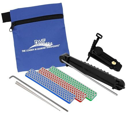 DMT Aligner Diamant Schleifsystem | Messerschärfer mit Schleifstein Grob, Fein, Extrafein | Geführtes Schärfen & konstanter Schleifwinkel | Inkl. Tasche | Made in USA | ADELUXE