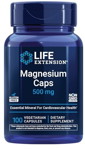 Life Extension Magnesium Caps, 500 mg, Magnesium Oxide, Citrate, and Succinate, Heart Health, Healthy Bones, Metabolism Support, 100 Vegetarian Capsules