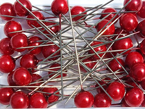 Perlen-Nadeln Deko-Nadeln Perle ROT 10mm 50 Stück HOCHZEIT