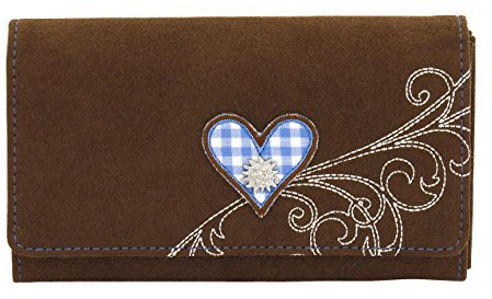 Friedrich 23 Damen-Überschlagbörse, Bavaria, Velvet, Münzbörse, 17 cm, Braun/Blau