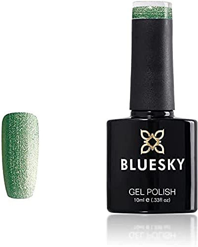BLUESKY Gel Nail Polish, Green, Crystal Sage, Shimmery, Chip Resistant, 10 ml (Requires Curing Under UV LED Lamp)