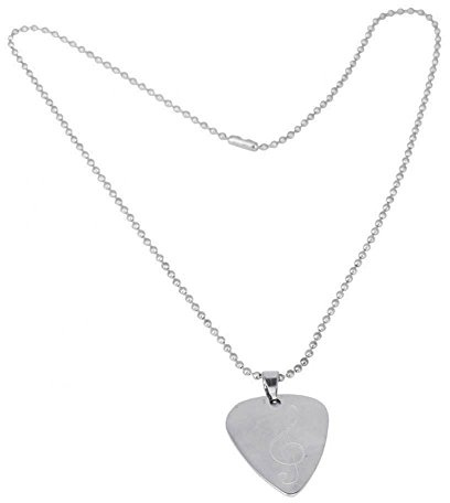 Vbest life Plettro per Chitarra in Acciaio Inossidabile per Uomo Donna Chitarra Basso Plettro Collana Accessori per Strumenti a Catena 6 Modelli(Modello E)