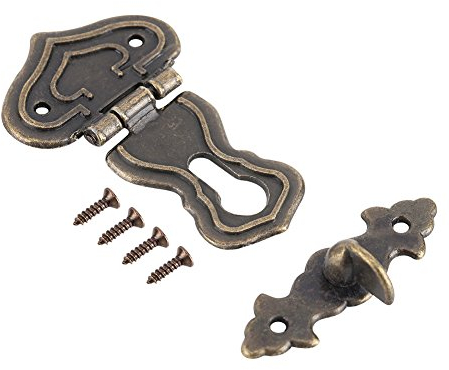 10 piezas Caja de cerrojo de la vendimia Cerradura de cerrojo Cerradura Decorativa Diseños grabados de bronce retro Cajas de tesoros de cerrojo Cerradura de cerrojo con tornillos para cajas de madera