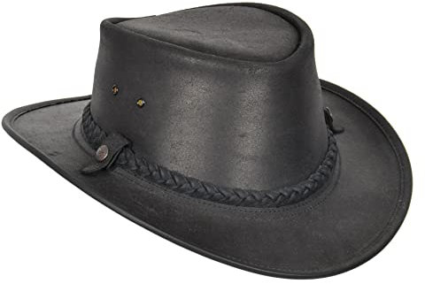 DR398 Original Australian Leder Cowboyhut schwarz, Schwarz , 58