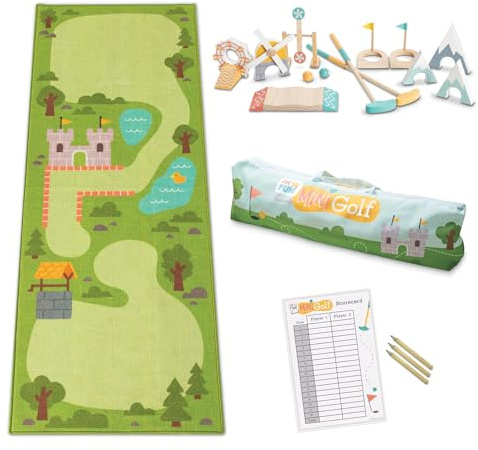 MindWare Oh So Fun! Mini Golf Set - Indoor & Outdoor Kids Golf Set with 7 Obstacles for Ever-Changing Golf for Kids Experience - Enhances Hand-Eye Coordination and Critical Thinking - Ages 3 and Up