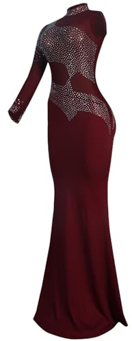 Ieron Abito a Rete da Donna Trasparente con Strass e Glitter Elegante - Coprispalle Beauty per Feste Speciali