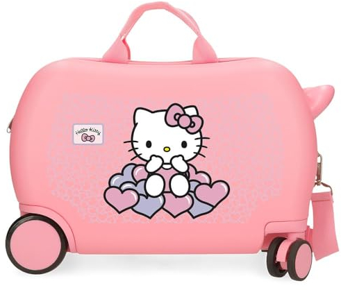 Hello Kitty Hearts & Dots, Kinderkoffer, rosa, aus ABS, Vier multidirektionale Doppelrollen, seitlicher Kombinationsverschluss, innen mit Zwei Fächern., Rosa, 31 cm x 45 cm x 20 cm, Kinderkoffer