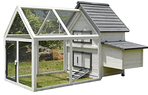 WYRMB Hühnerstall für den Außenbereich, Hühnerstall aus Holz, Kaninchenstall mit großem Nistkasten, abnehmbarem Tablett, Haustierstall, Garten, Hinterhof, Geflügelkäfig (A 165,7 x 121,5 x 112 cm)