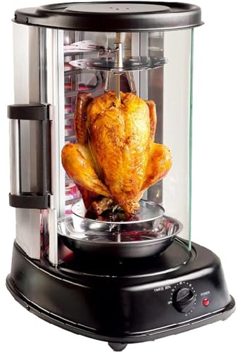 ERSDM Rôtissoire Verticale Électrique, Rotatif à 360°, Machine à Viande Barbecue de 21 L Avec Quatre Types de Grilles, Pour Brochettes, Patates Douces et Dinde