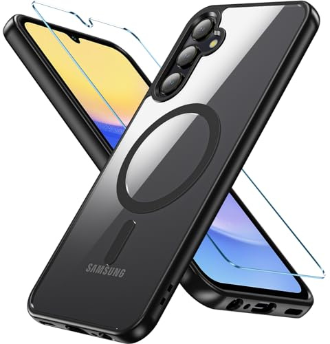RC1WD für Samsung Galaxy A15 Hülle 5G/4G, Magnetisch Samsung A15 Hülle Kompatibel für Magsafe mit Panzerglas, Stoßfeste Handyhülle Samsung A15 Anti-Fall Outdoor Schutzhülle Samsung A15 Case, Schwarz