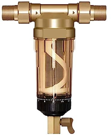 Wasserfiltersystem 1/2 & 3/4 & 1 Vorfilter for das ganze Haus, rotierender Niederschlagswasserfilter, zentrales Vorfilter-Reinigungssystem, Rückspülung aus Edelstahl Reiner, frischer(0.75 inch)