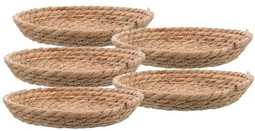 NOLITOY 5 Nidos Tejidos de Paja para Gallinas, Nido de Cría Transpirable y Resistente, Diámetro 19-21 Cm, Base Plana, Conjunto de 5 Piezas para Jaulas y Gallineros, Cama Natural