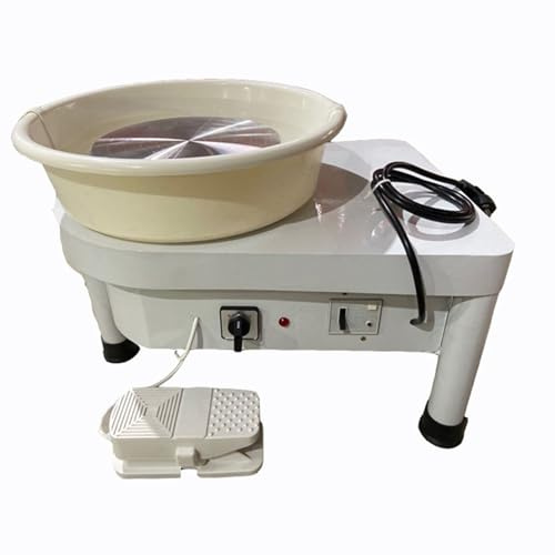GQKVQ Torno Alfarero Eléctrico,Rueda de Cerámica Eléctrica de 350 W,Rueda de cerámica eléctrica 0-300r/min,Máquina de Cerámica 25 cm,con Pedal y Herramienta de Lavabo Desmontable