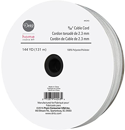 Dritz Home Cable Cord Cut-to-Size 3/32 X144yd, White