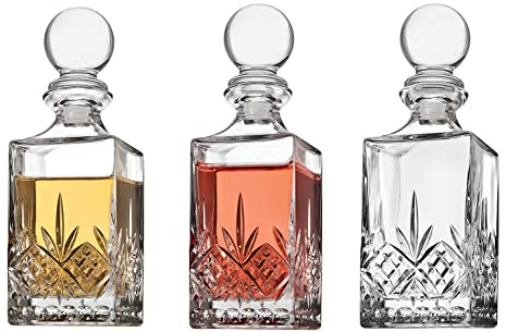Godinger Mini Whiskey Decanter Barware Set - Dublin Crystal Collection for Liquor Whisky Vodka or Wine - 10oz, set of 3