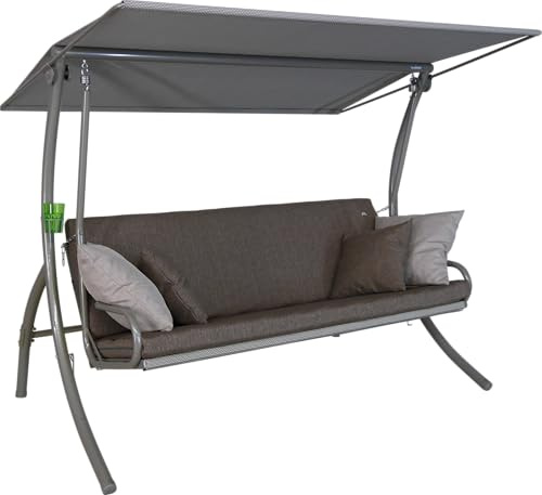 ANGERER Hollywoodschaukel Elegance Smart Olive | Gartenschaukel Made in Germany, Schaukel zum Sitzen, Liegen und Entspannen, inklusive Bett-Funktion, einfache Montage