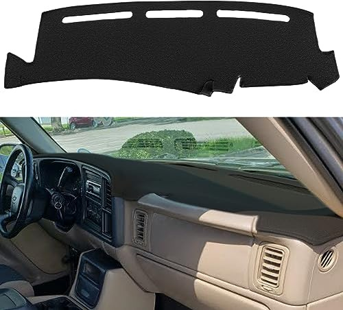 Dash Cover Mat Fit for 1999-2006 GMC Sierra/Chevy Chevrolet Silverado 1500 2500 3500 HD,2000-2006 GMC Yukon/Yukon XL/Chevy Suburban Tahoe Avalanche,Dashboard Pad Carpet (99-06 Black) Y44