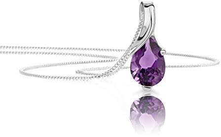 OROVI–Tropfen Halskette aus 9 Karat(375) Gelbgold/Weißgold mit Saphir/Smaragd/Topas/Amethyst/Aquamarin Gold Kette Damen Edelstein Anhänger in Tropfenform–Goldkette allergenfrei & handgemacht(45 cm)