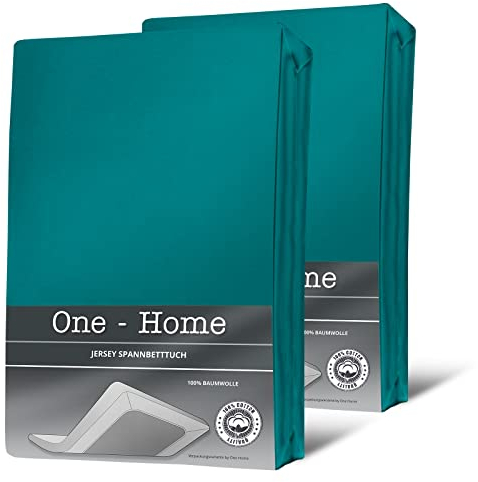 2er Pack Spannbettlaken Bettlaken Petrol 90x200 cm - 100x200 cm Jersey Baumwolle