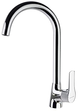 Ramon Soler Grifo de Fregadero de Cocina Monomando con Caño Cisne Cromado con Sistema S2 de Ahorro de Agua Serie Titanium