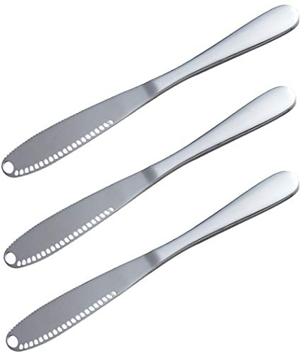 Hoshen 3-teiliges Edelstahl Buttermesser, Butterreibe, Brotmarmeladenmesser, Käseschneidebutterspatel, Küchenutensilien - Silber