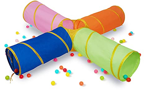 Meero London Kids Play Tunnels,4 Ways Indoor Outdoor Crawl Through Tunnel For Kids Dog Toddler Babies Children-Multi Colour