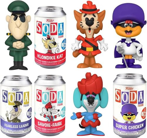 Silly Animated Retro Cartoon Figures Super Chicken Bundled with Danger Mouse Tin Can Soda Character + Fearless Leader Rocky Bullwinkle 3-Items