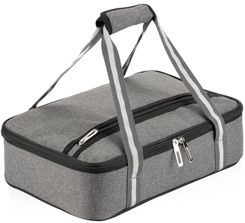 Stack Store Plus More Gray Insulated Casserole Carrier for Hot or Cold Food, Lasagna Holder for Picnic, Potluck, Cookout – Fits 9”x13” or 11”x15” Baking Dish – Thermal Tote