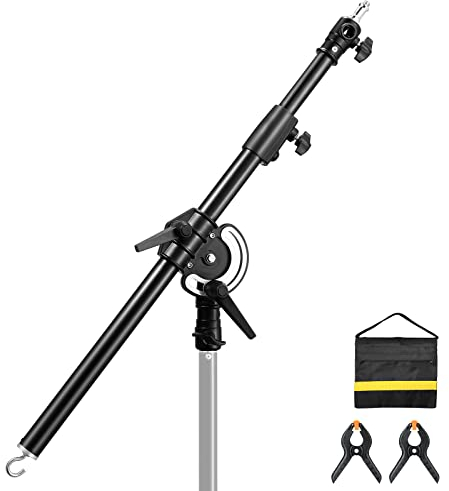 soonpho Auslegerarm Pro Galgen Gegengewicht 128-235cm mit Beschwerungstasche und 1/4 3/8.Schwarz Galgenstativ Verlängerungsgriff Arm Rostfreier Stahl für C-Stand Lichtstative Fotostudio