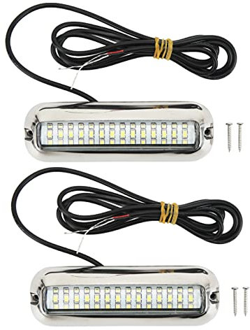 Akozon Lumières LED Marines 42LEDS Lumière de Bateau à LED sous-Marine étanche 10‑30V DC Bouchon de Vidange Lumière pour Yacht Bateau Bateau/Yacht Série Navire/Yacht Pièces(Lumière Blanche)