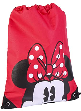 Disney Minnie Mouse Turnbeutel Sportbeutel Kindergartentasche geeignet als Gymsack, Rucksack, Spieltasche, Schuhbeutel (Rot)