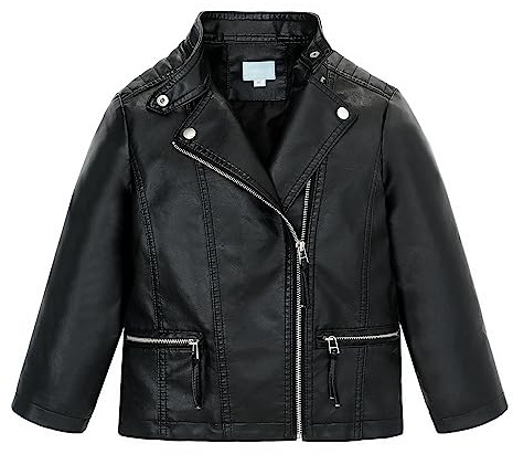 famuka Children's Motorcycle Collar Leather Coat Boys Faux Leather Jacket (as8, age, 14_years, regular, Black)