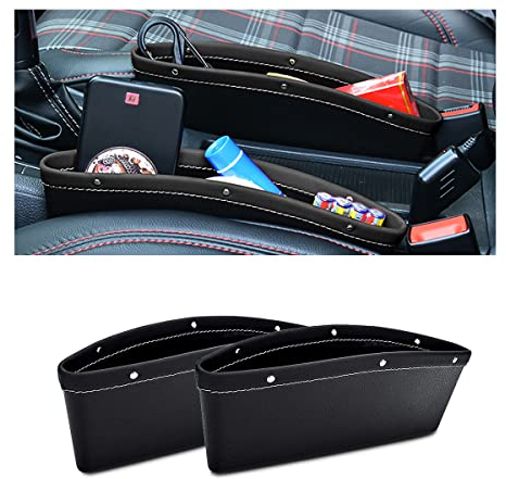 CGEAMDY 2 Pezzi Organizer Per Seggiolino Auto, Sinistra e Destra Car Seat Gap Storage Organizer, Car Seat Gap Filler, Tasche a Fessura della Fessura del Sedile, Accessorio Contenitore(Nero)